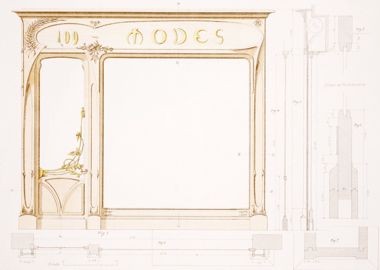 Design for a fashion shop front, illustration from 