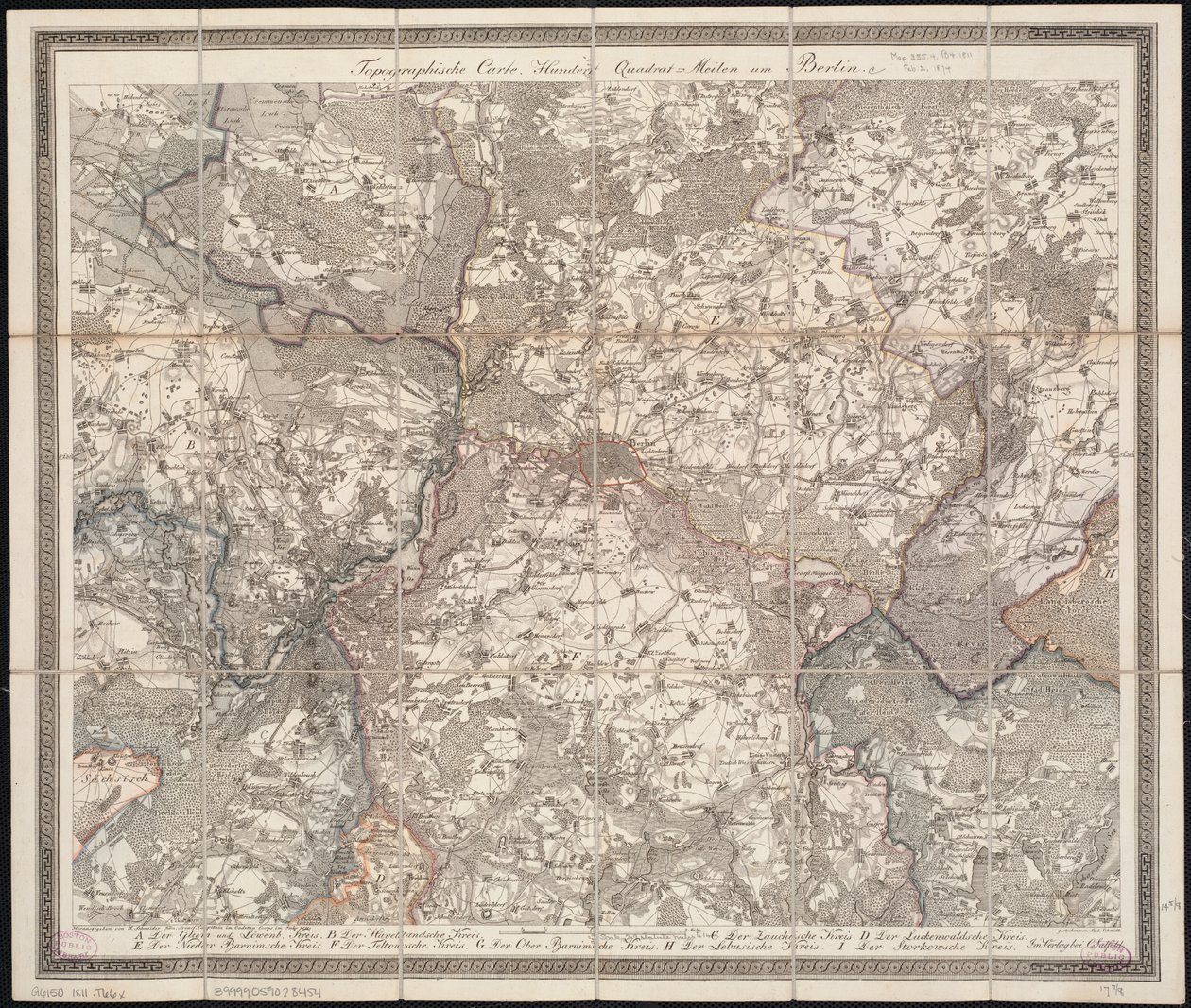 Topographic Map of One Hundred Square Miles around Berlin by F. Schneider