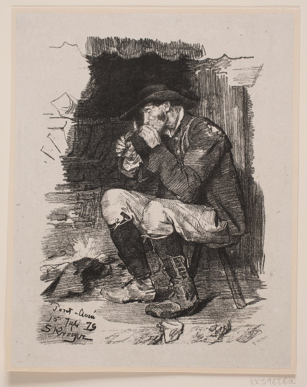 A Man Lighting His Pipe by F. Hendriksen