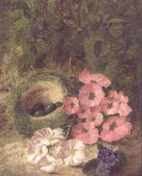Spring (Nest with Dog Roses) by Fanny Jane Bayfield