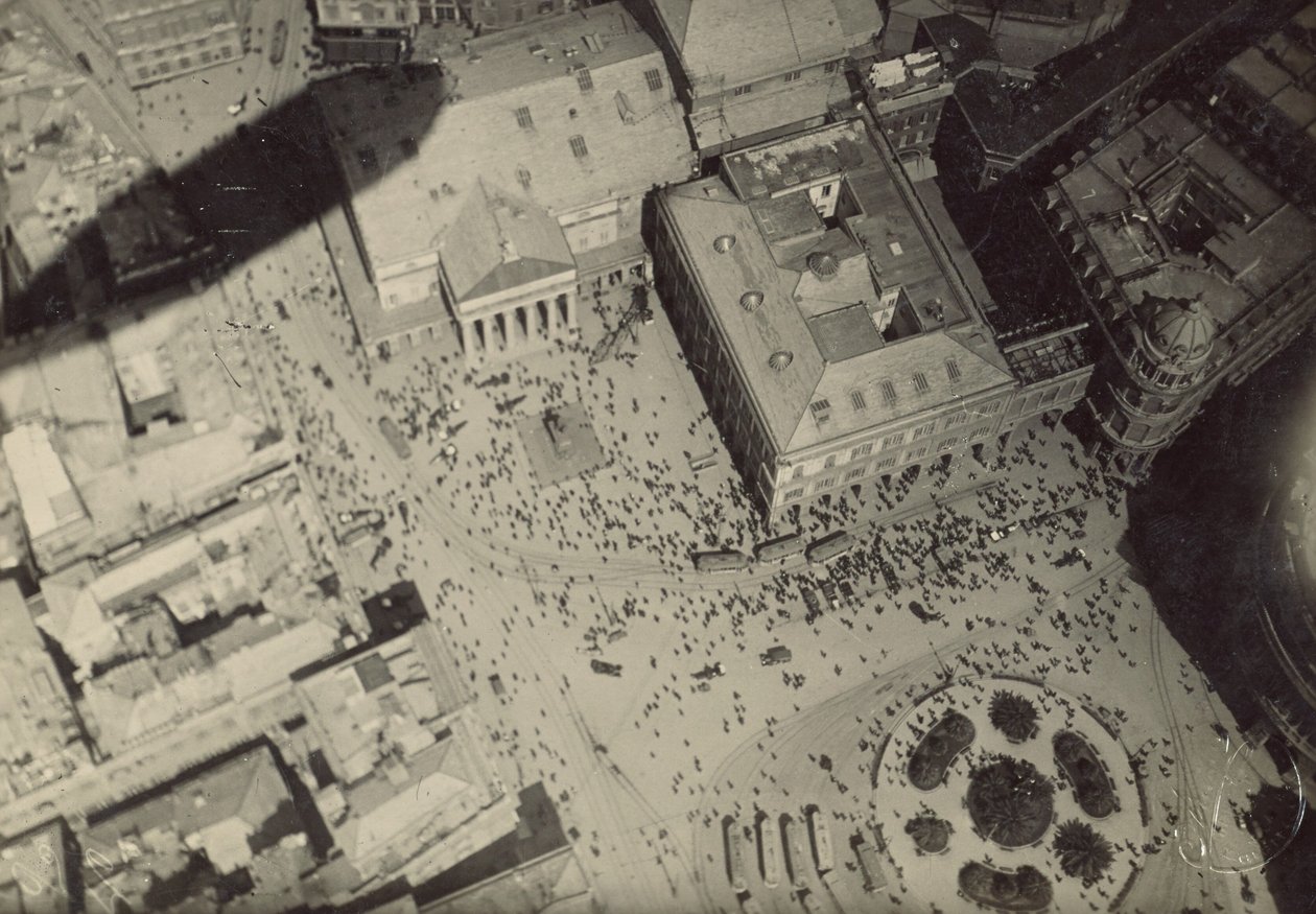 Cityscape with Blimp Shadow by Fedele Azari