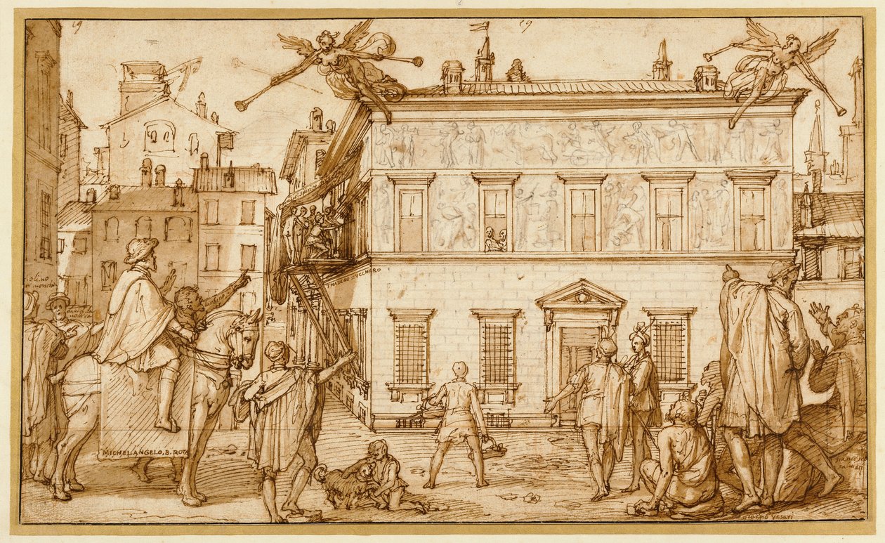 Taddeo Decorating the Facade of Palazzo Mattei by Federico Zuccaro