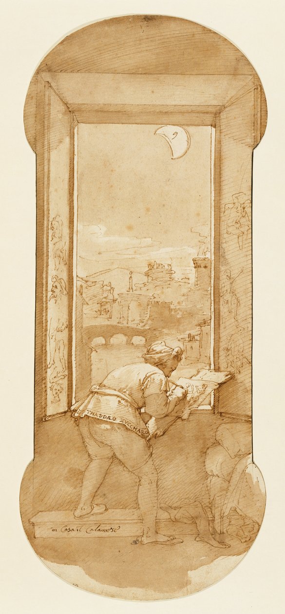 Taddeo Drawing by Moonlight in Calabrese
