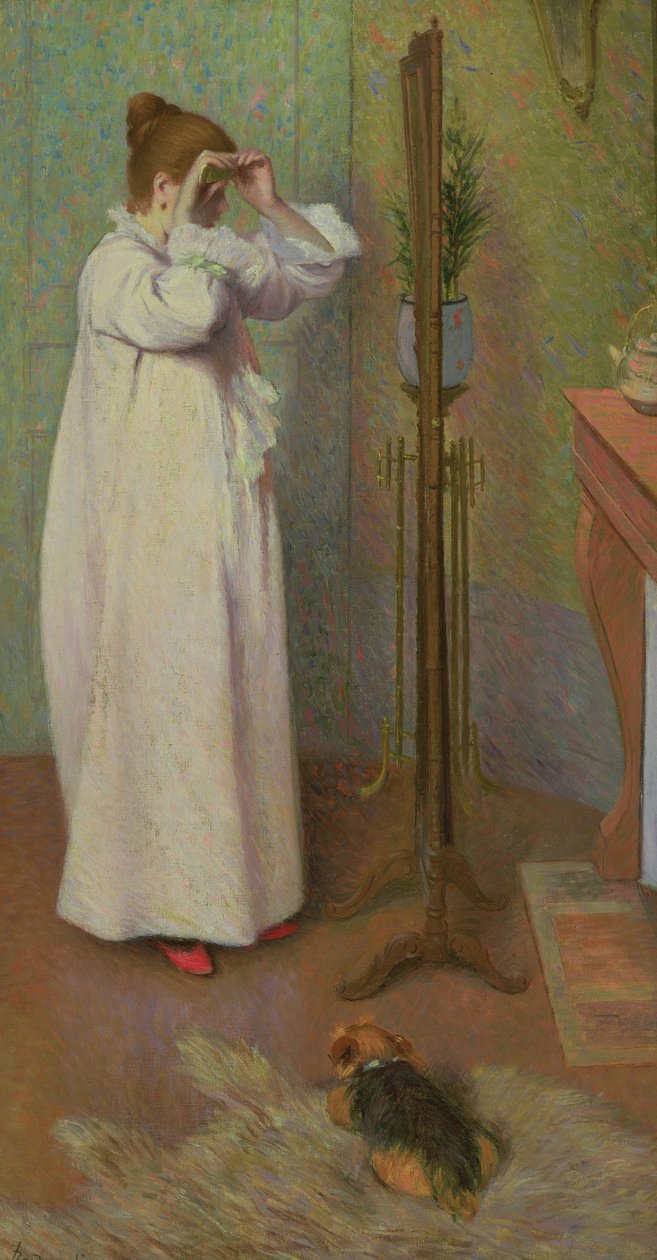 Young Girl Arranging a Lock of Hair by Federigo Zandomeneghi