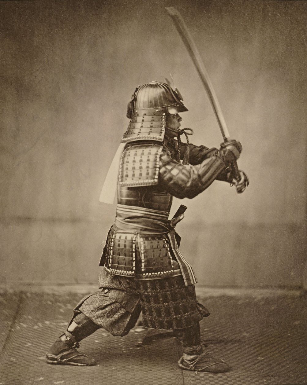 Samurai with Raised Sword by Felice Beato