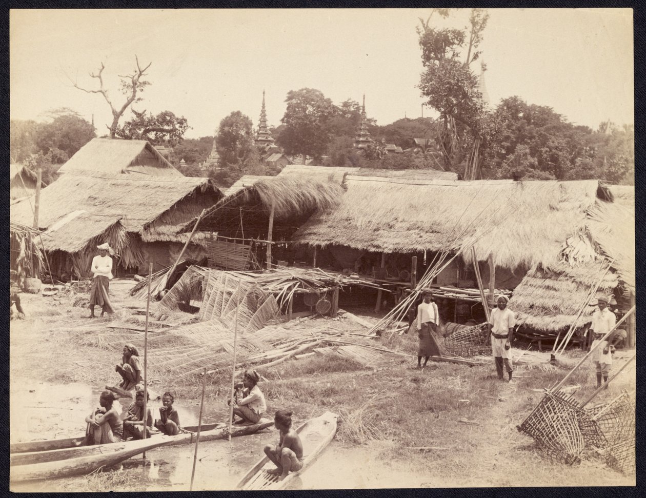 Native Village along the Irrawaddy River by Felice Beato