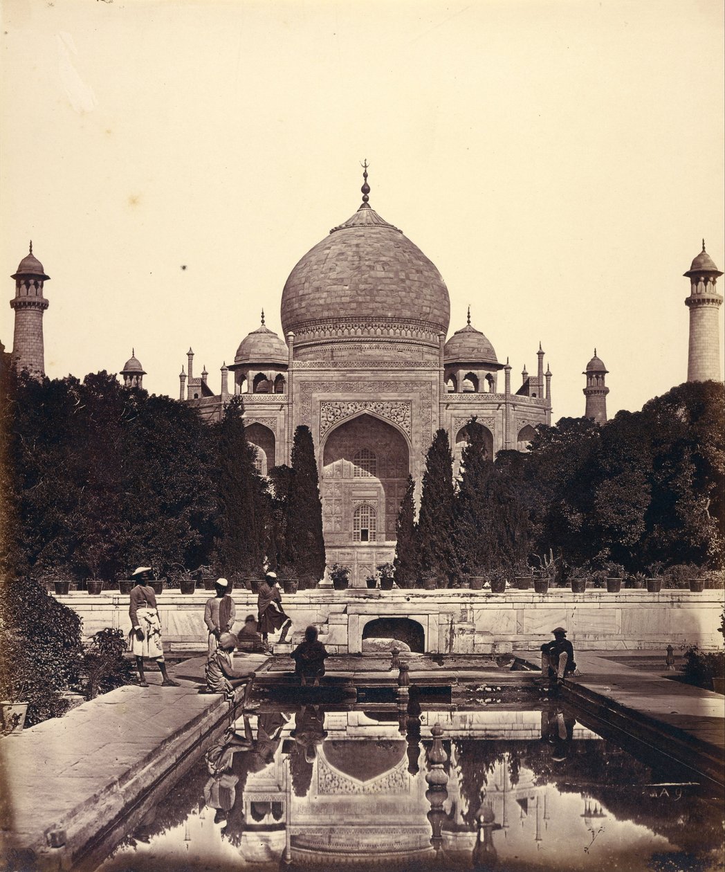 The Taj Mahal with the Fountains by Felice Beato