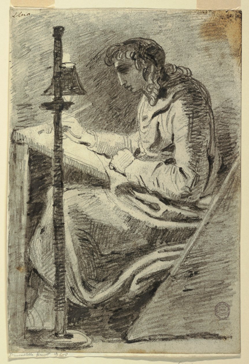 An Artist Drawing by Lamplight by Felice Giani