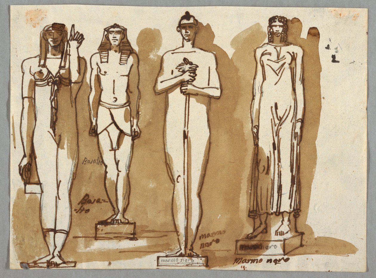Four Statues in Egyptian Style by Felice Giani