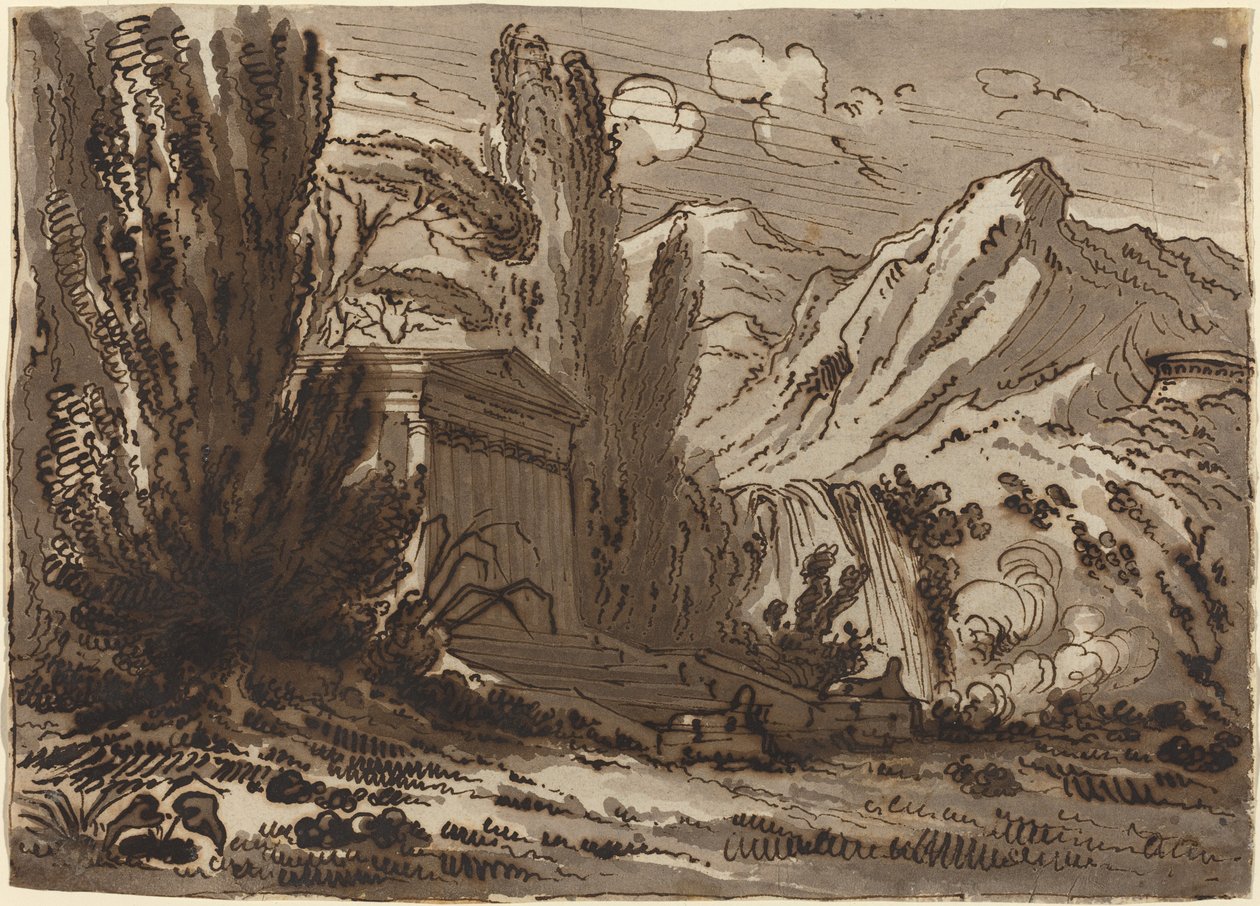 Mountainous Landscape with Classical Temple by Felice Giani