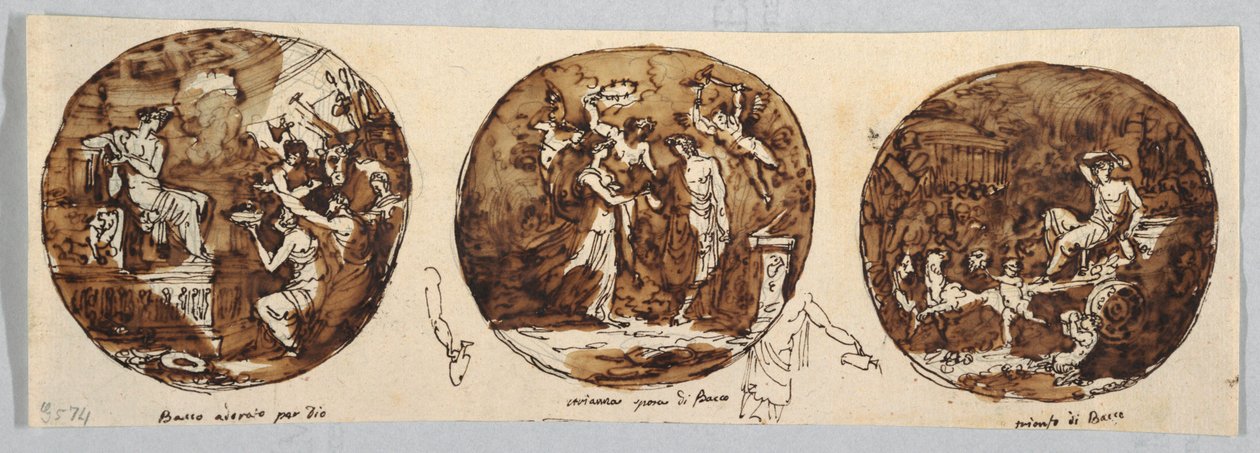 Three Bacchus Subjects: Bacchus Worshipped by Felice Giani
