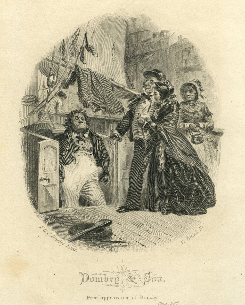 Dombey and Son: First Appearance of Bunsby, engraved by Vistus Balch by Felix Octavius Carr Darley