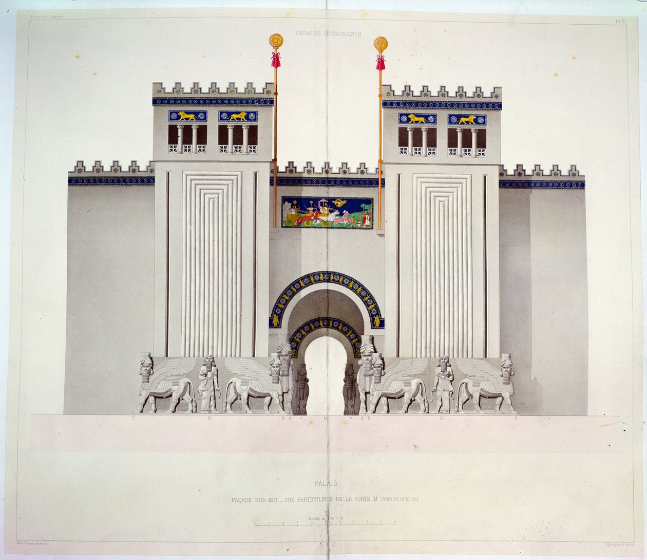 Reconstruction of the entrance of the palace of Sargon II at Khorsabad, Iraq by Felix Thomas