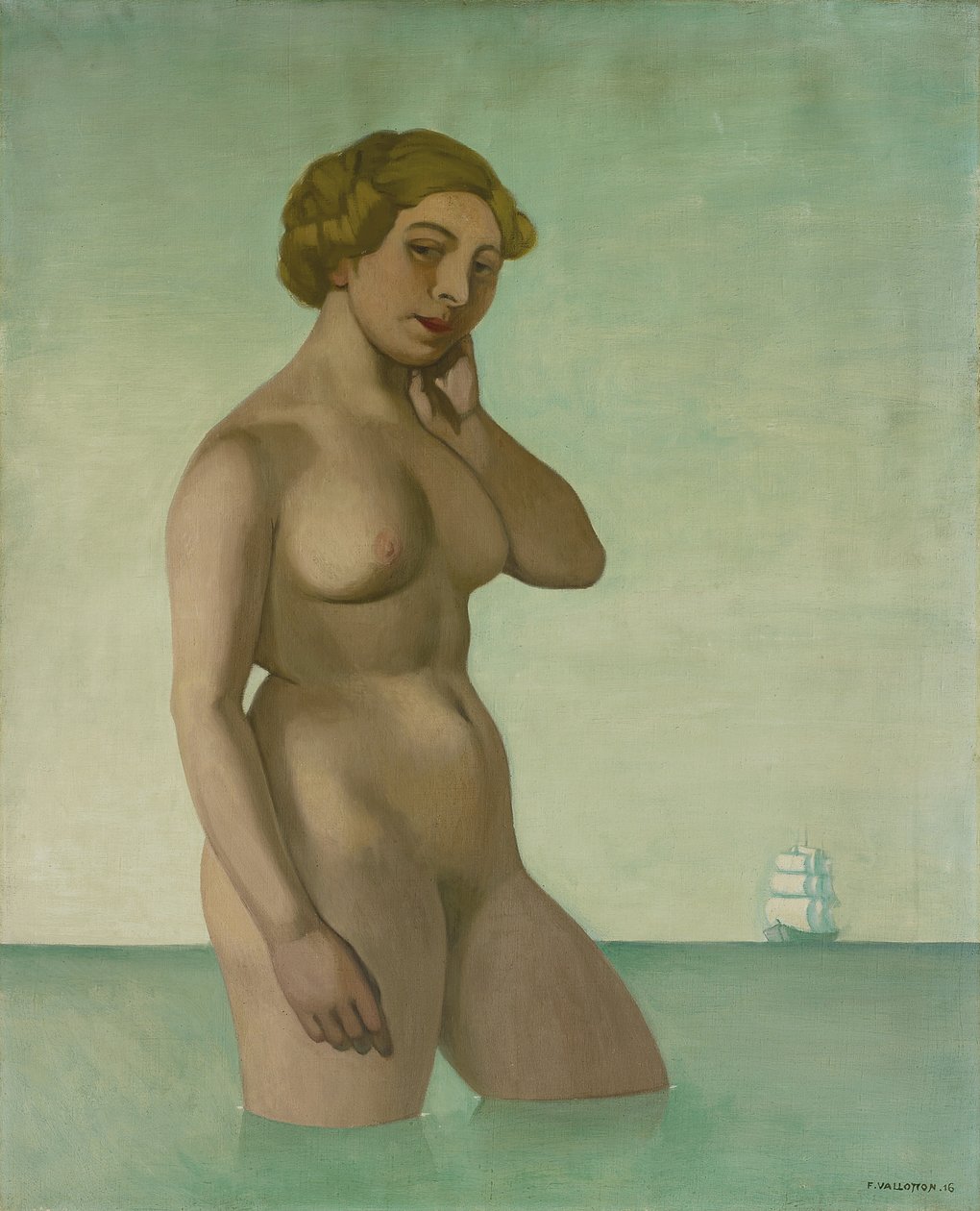 Nude with a Frigate by Felix Edouard Vallotton