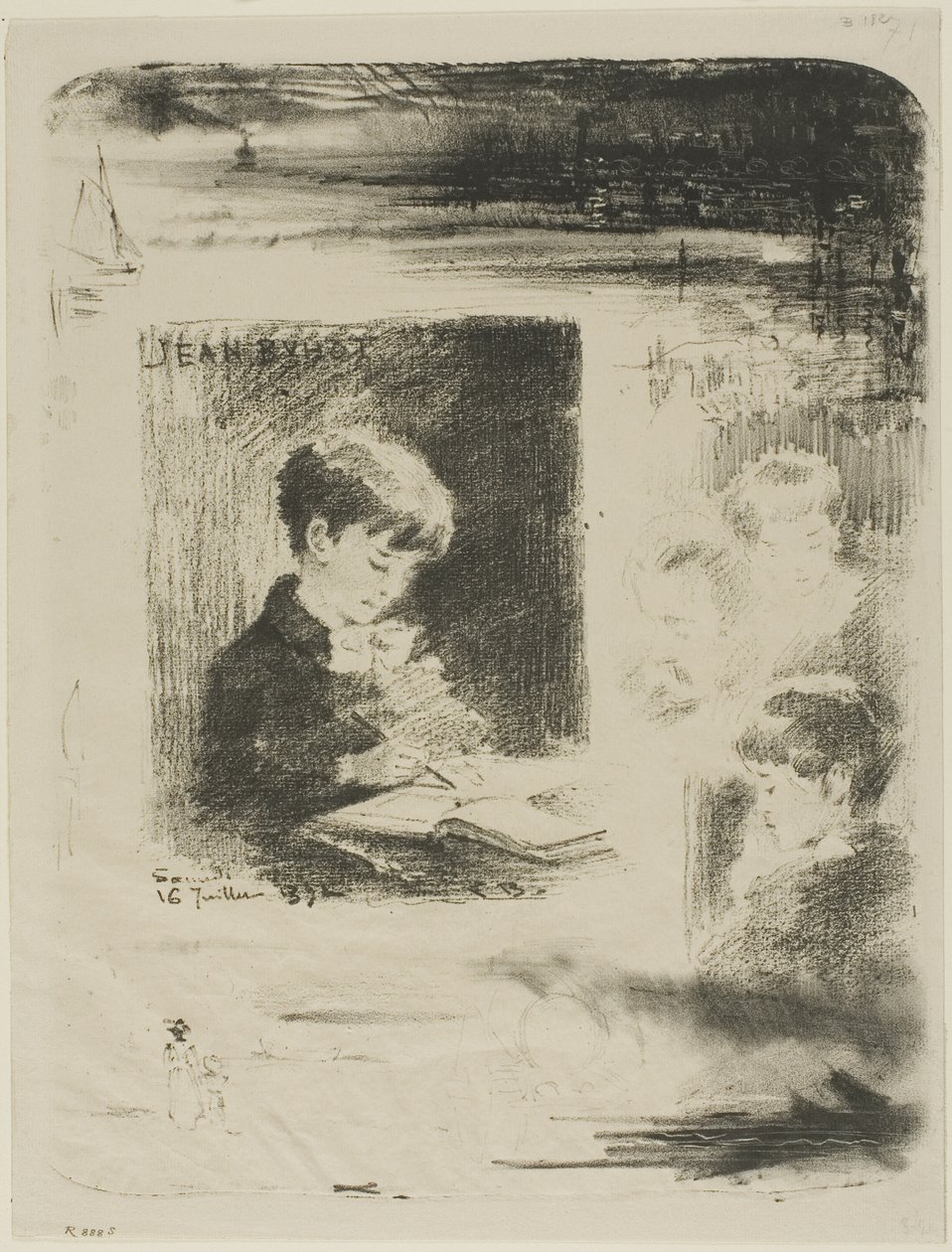 Child Drawing (Jean Buhot) by Felix Hilaire Buhot