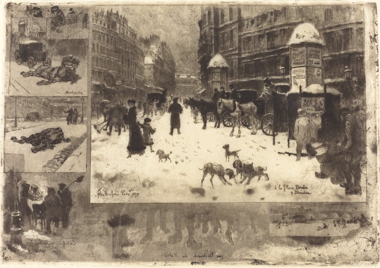 Winter in Paris by Felix Hilaire Buhot