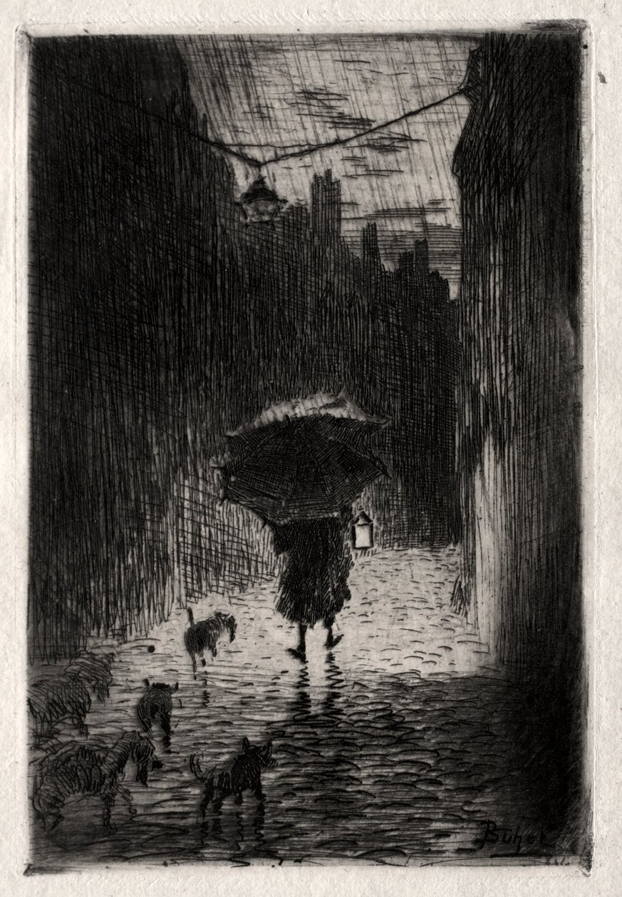Rain and Umbrella by Felix Hilaire Buhot