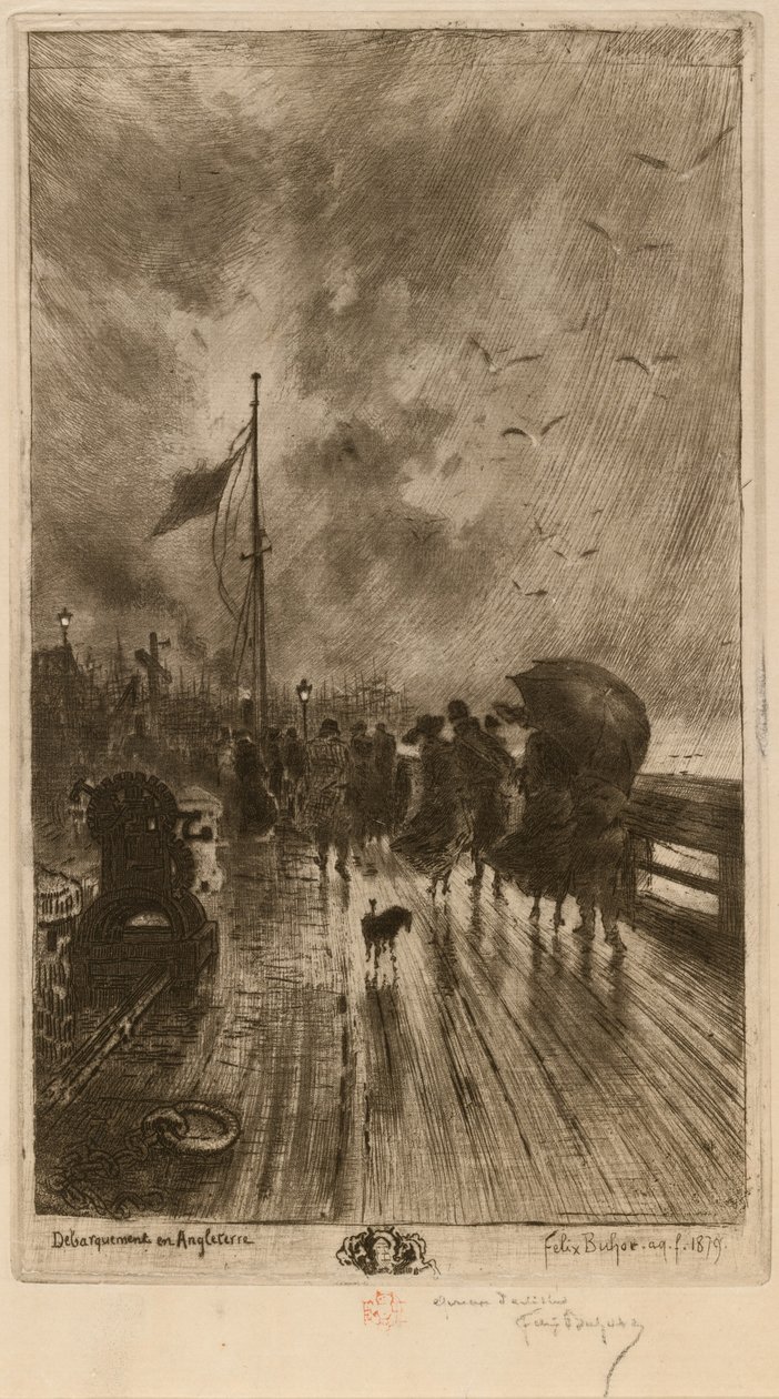 A Landing in England by Felix Hilaire Buhot
