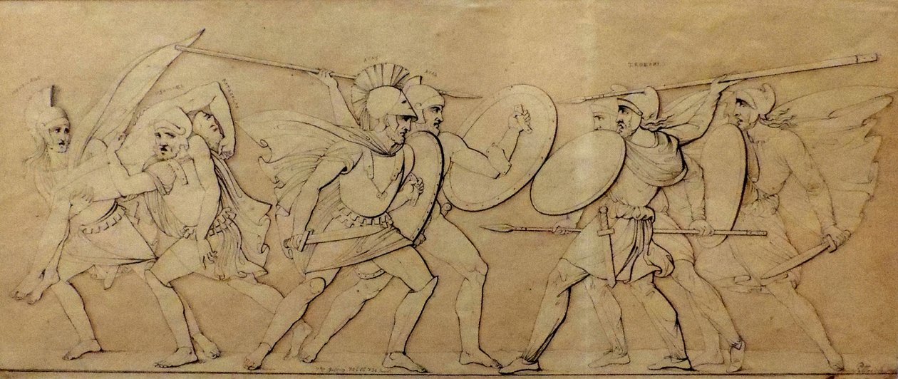 Combat between Greeks and Trojans, Study for Relief by Ferdinand Pettrich