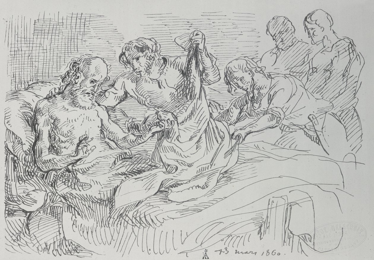An Elderly Man in Bed by Ferdinand Victor Eugene Delacroix