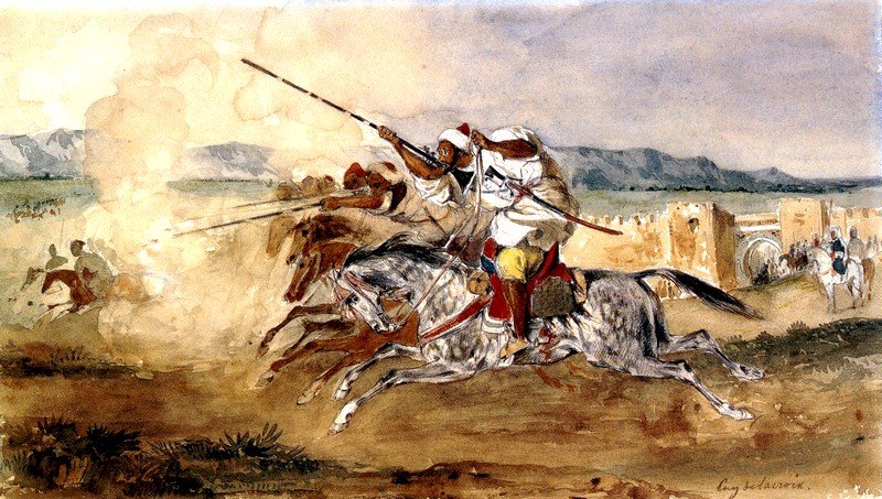 Fantasia or Powder Game, in Front of the Entrance Gate of the City of Meknes by Ferdinand Victor Eugene Delacroix
