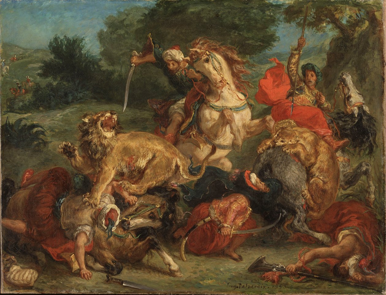 The Lion Hunt by Ferdinand Victor Eugene Delacroix