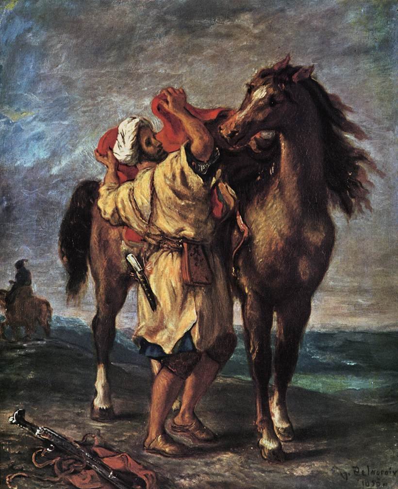 Moroccan and His Horse by Ferdinand Victor Eugene Delacroix