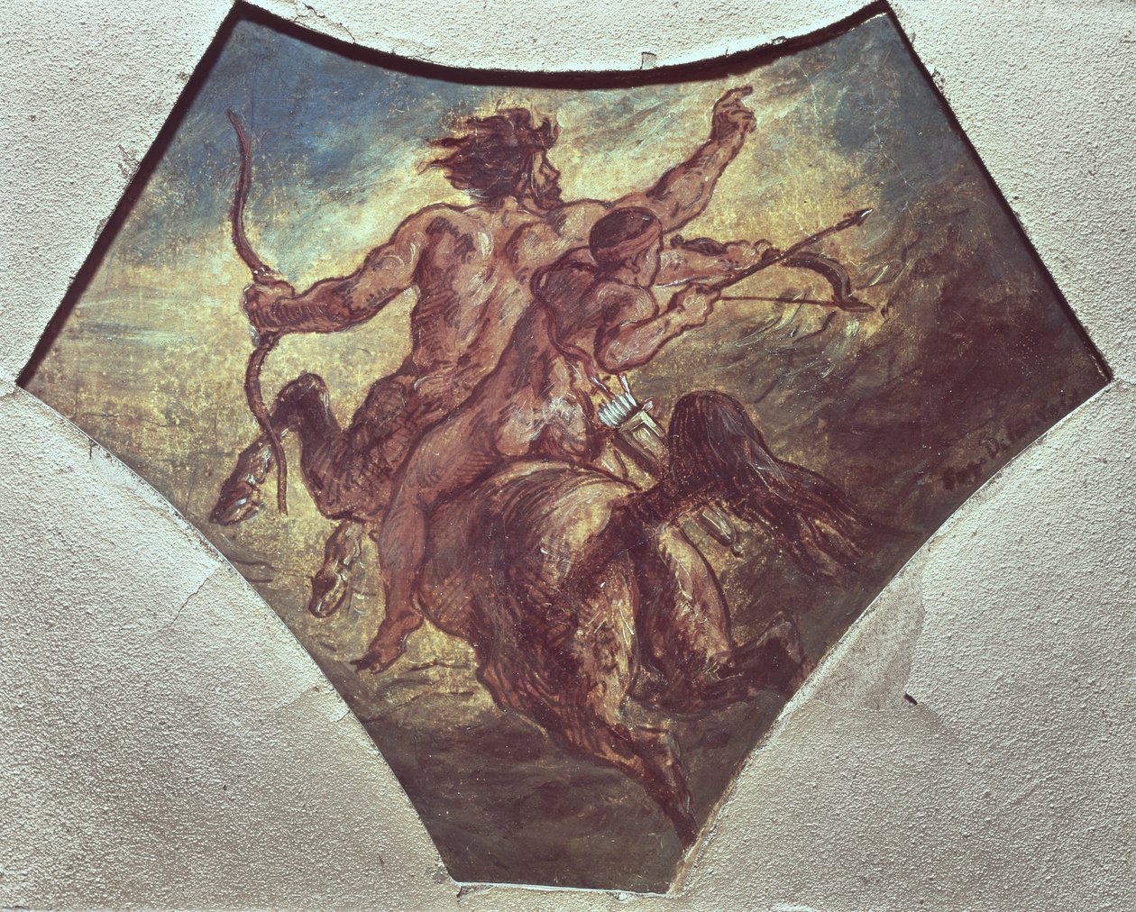 The Education of Achilles (replica of the first sketch made for one of the four pendentives in the Coupole de la Poesie in the Chamber of Deputies, c.1848) by Ferdinand Victor Eugene Delacroix