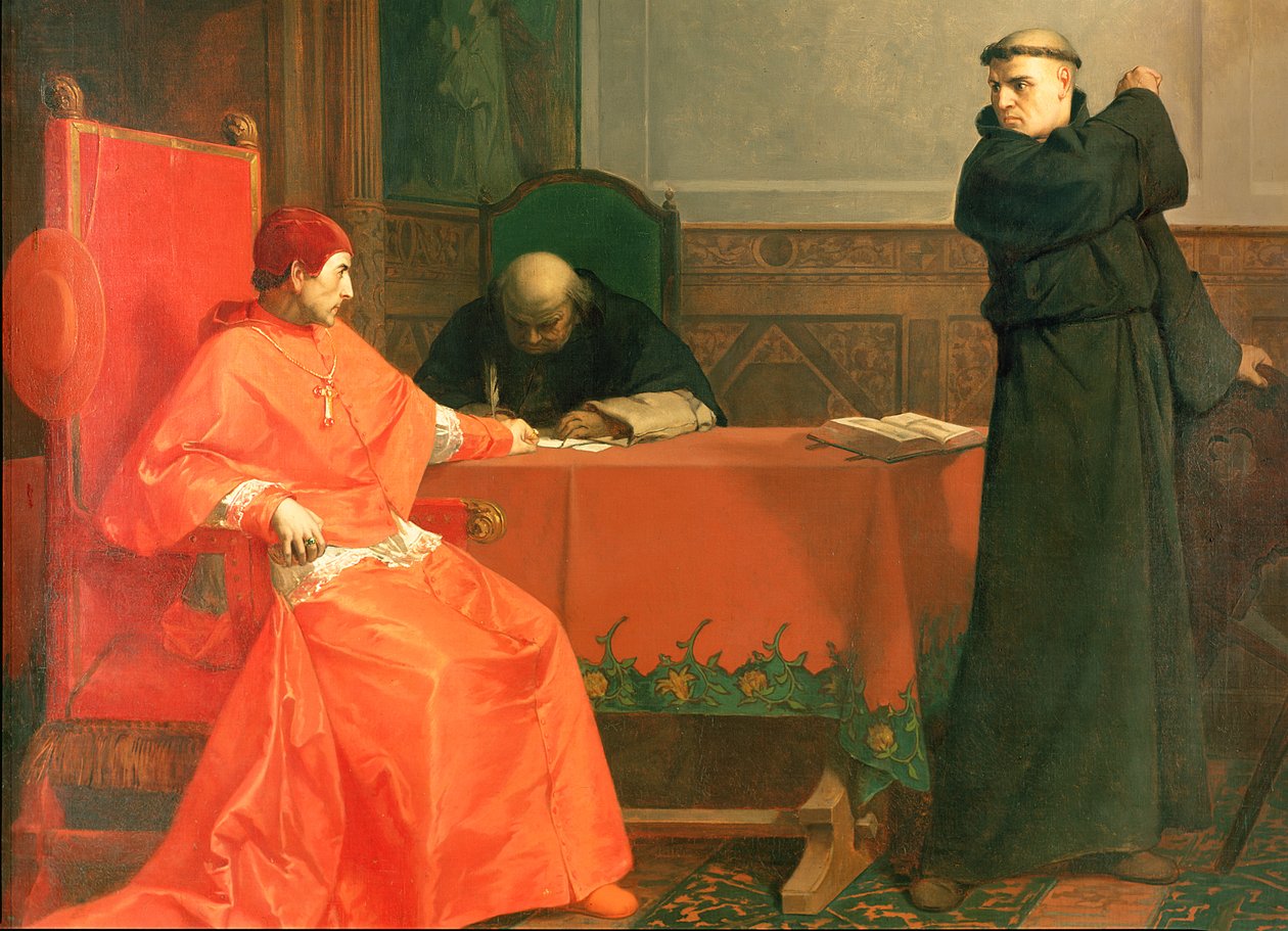 Luther in Front of Cardinal Cajetan During the Controversy of His 95 Theses, 1870 by Ferdinand Wilhelm Pauwels