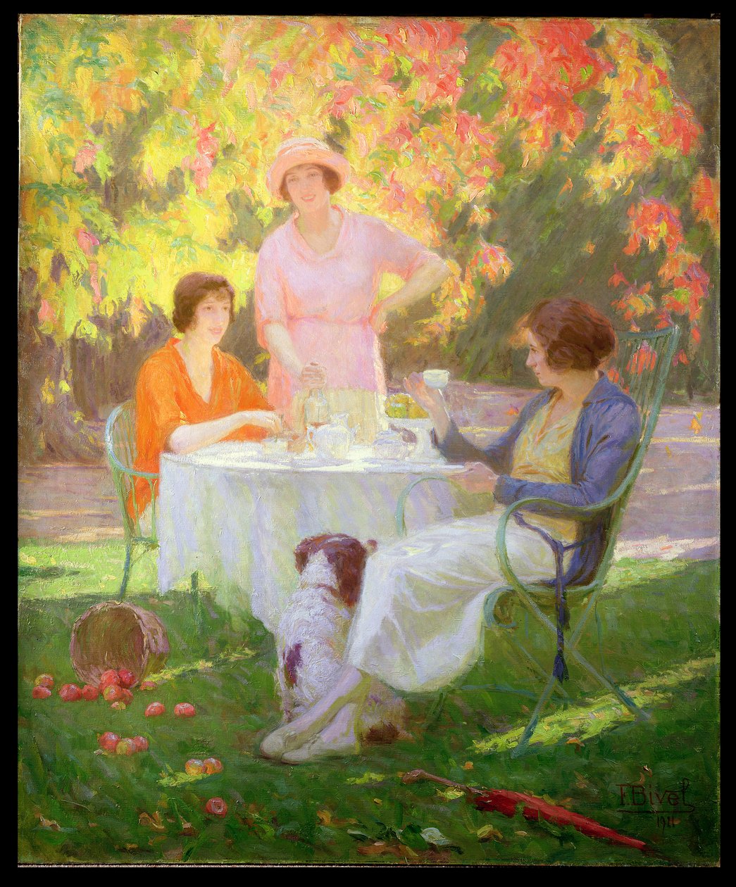 Tea in the Garden by Ferdinand Achille Lucien Bivel