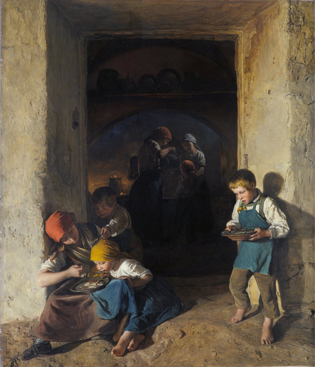 Children Receiving their Breakfast by Ferdinand Georg Waldmuller