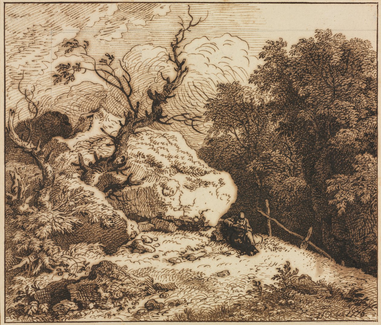 Hermit in a Wooded Landscape by Ferdinand Kobell