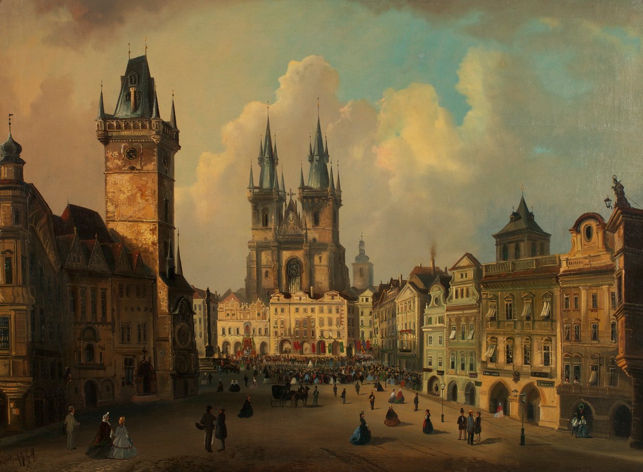 The Old Town Square in Prague by Ferdinand Lepie