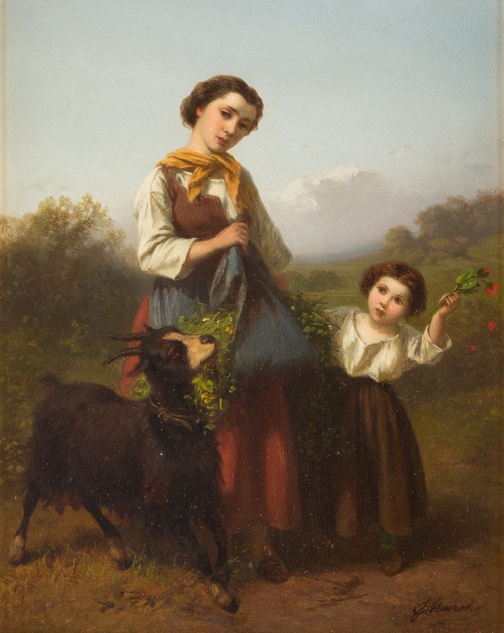 Young Shepherdess with Child by Ferdinand Marohn