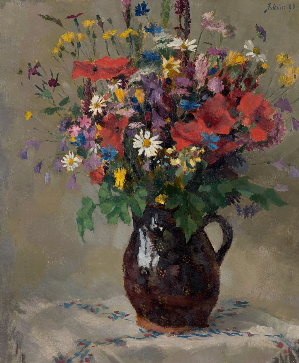 Meadow Flowers in Jug by Ferdinand Matthias Zerlacher