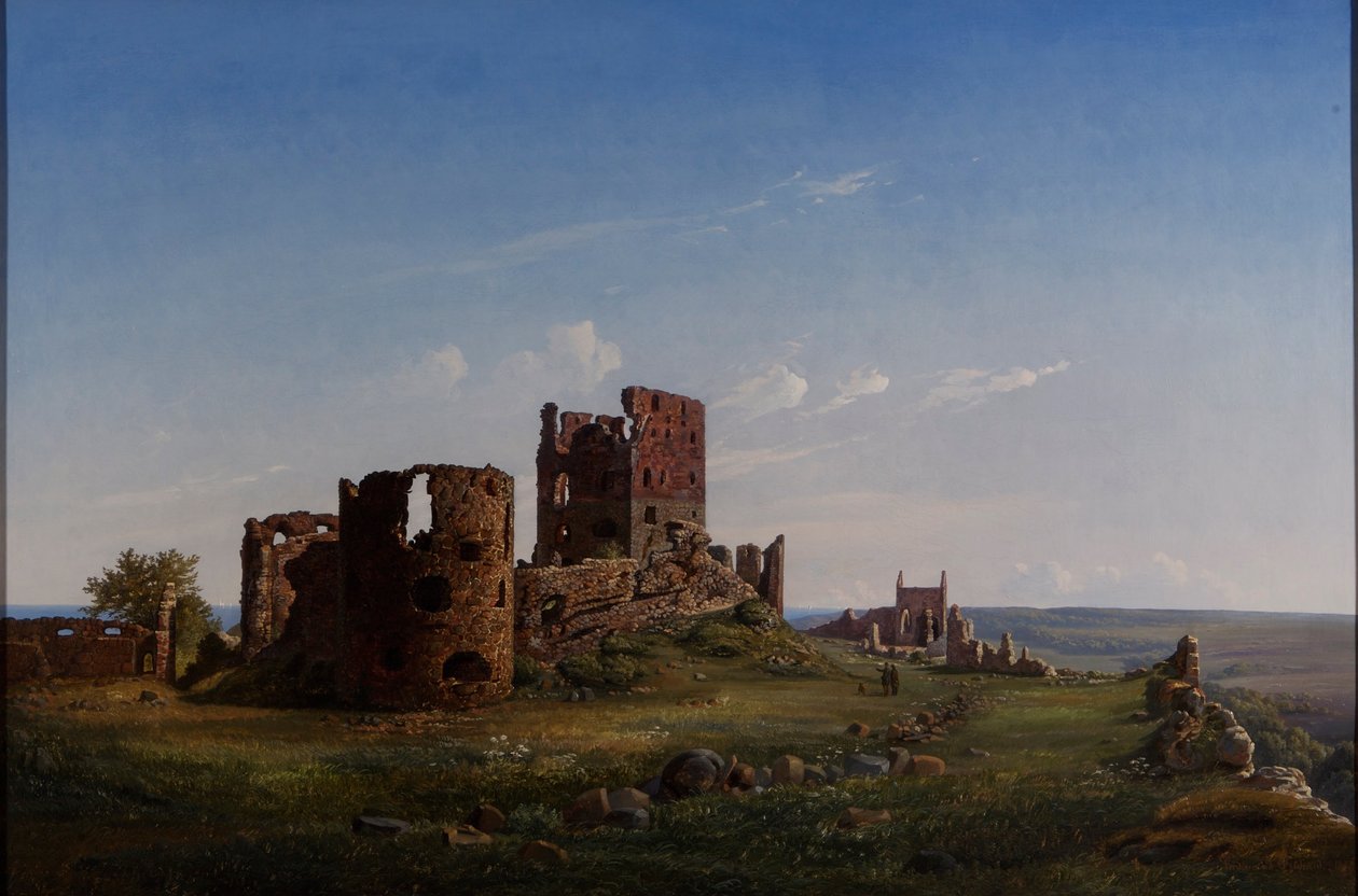View of the Ruined Castle of Hammershus by Ferdinand Richardt