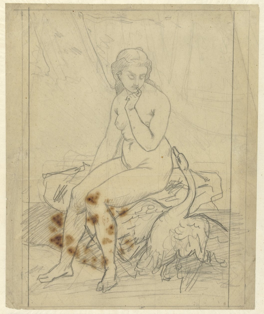 Seated Leda with the Swan by Ferdinand Roybet