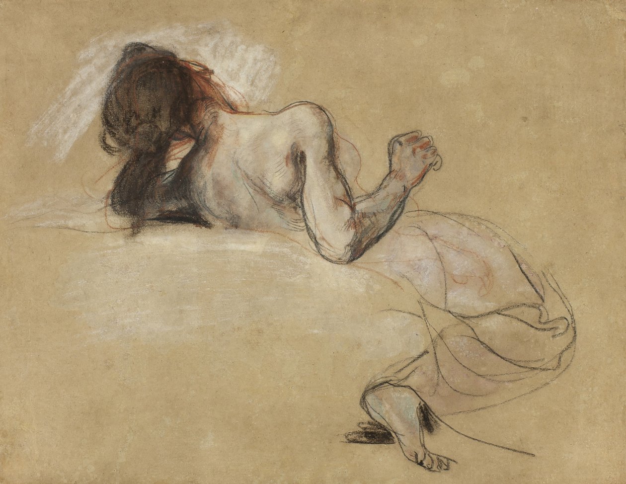 Crouching woman by Ferdinand Victor Eugene Delacroix