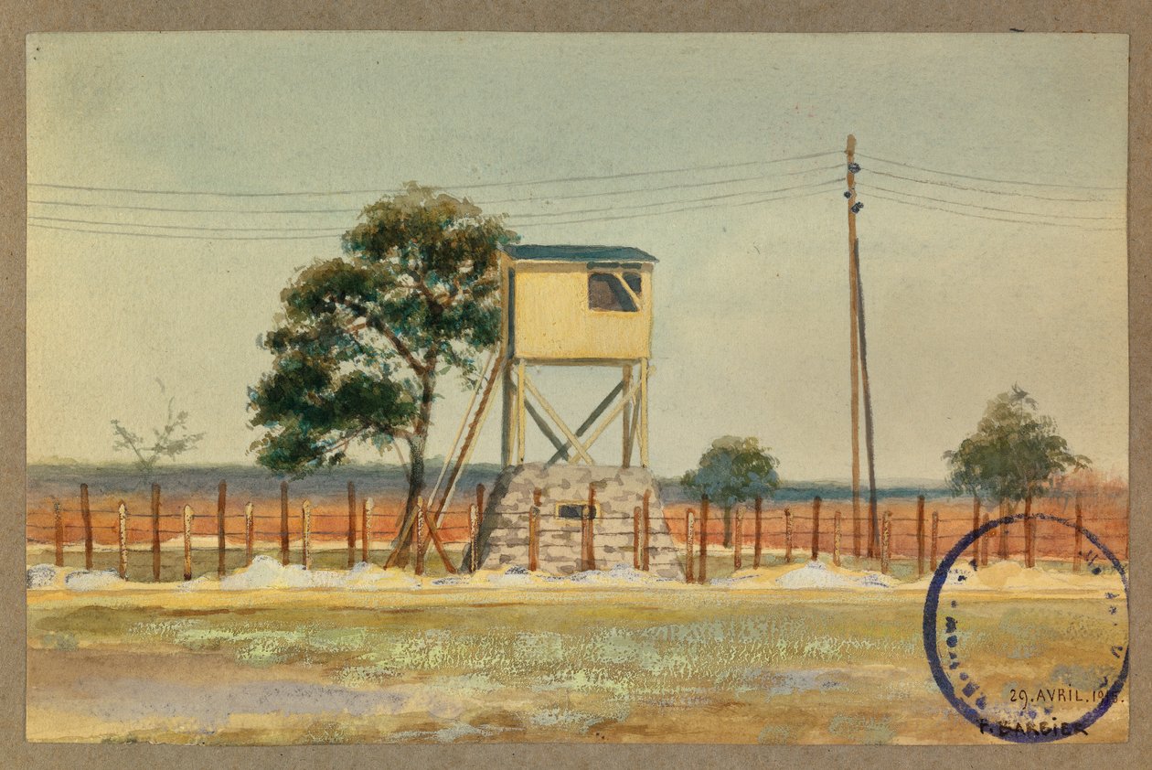 Watchtower and Barbed Wire by Fernand Barbier
