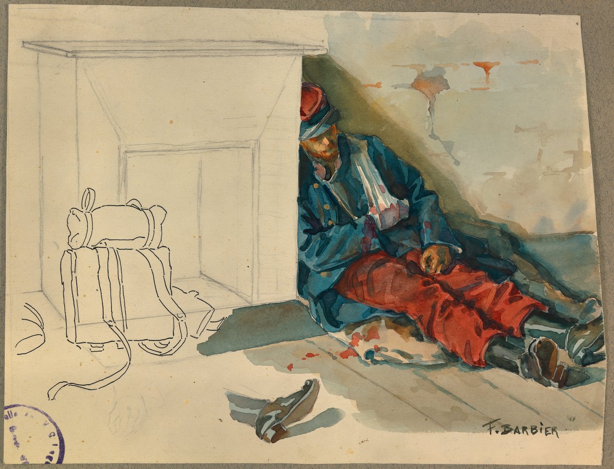 Wounded Soldier After the Battle of Vailly by Fernand Barbier