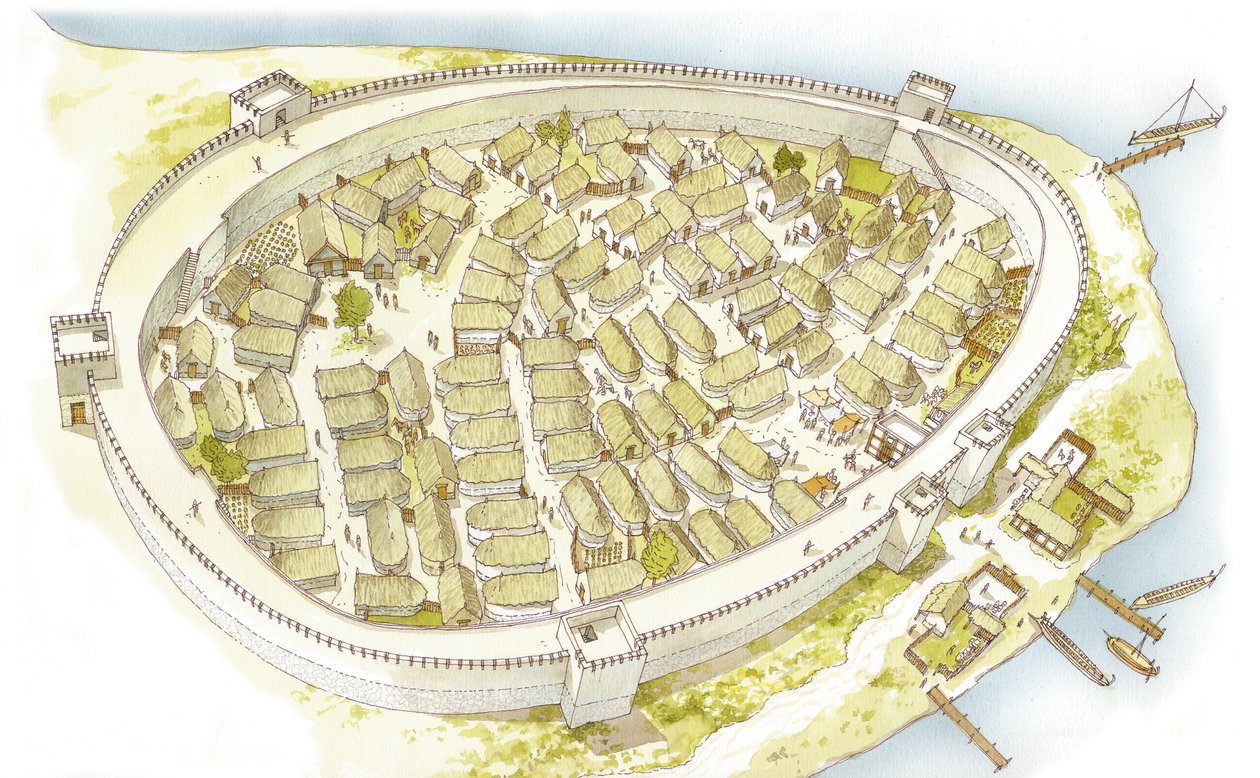 Greece. Polis (city) 8th century. Reconstruction by Fernando Aznar Cenamor
