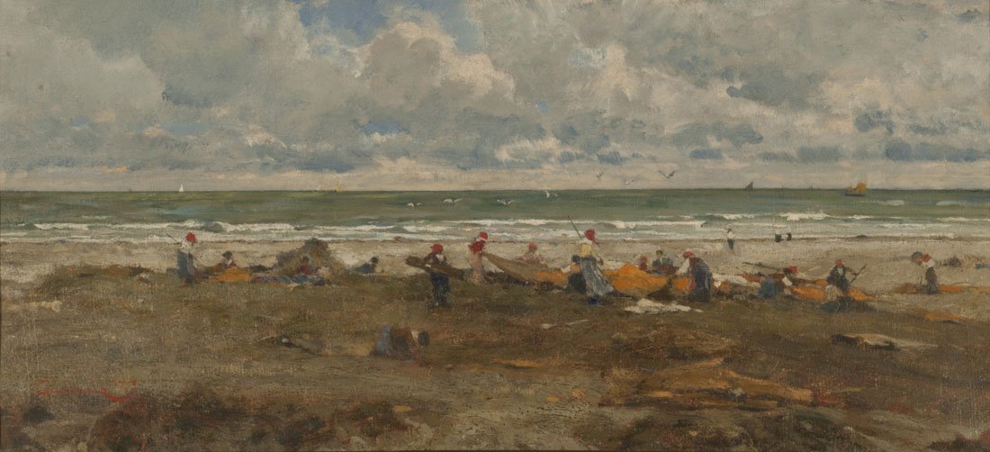 Fishermen on the Beach by Filippo Carcano