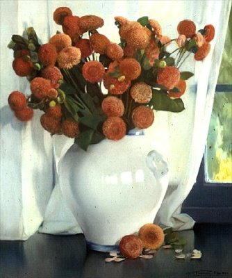 Red Dahlias by Firmin Baes