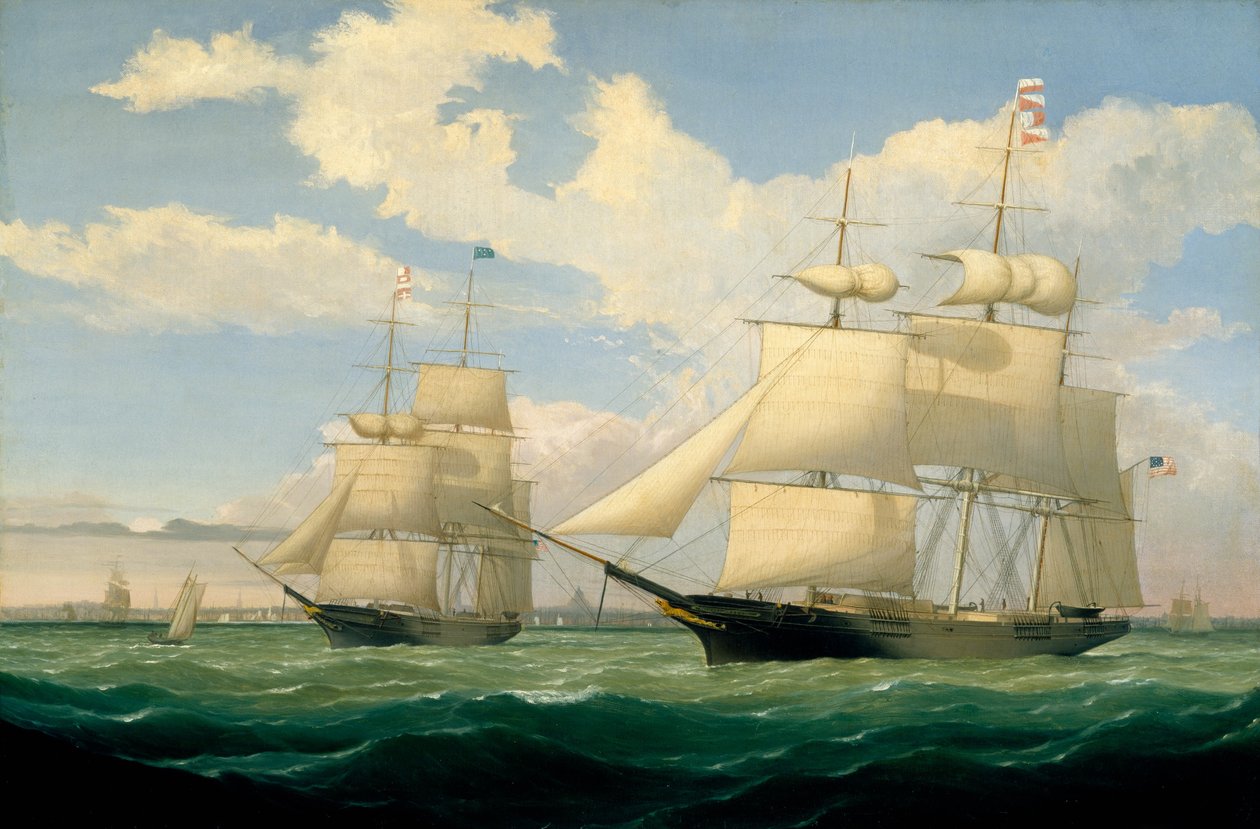 The Ships Winged Arrow and Southern Cross in Boston Harbor by Fitz Henry Lane