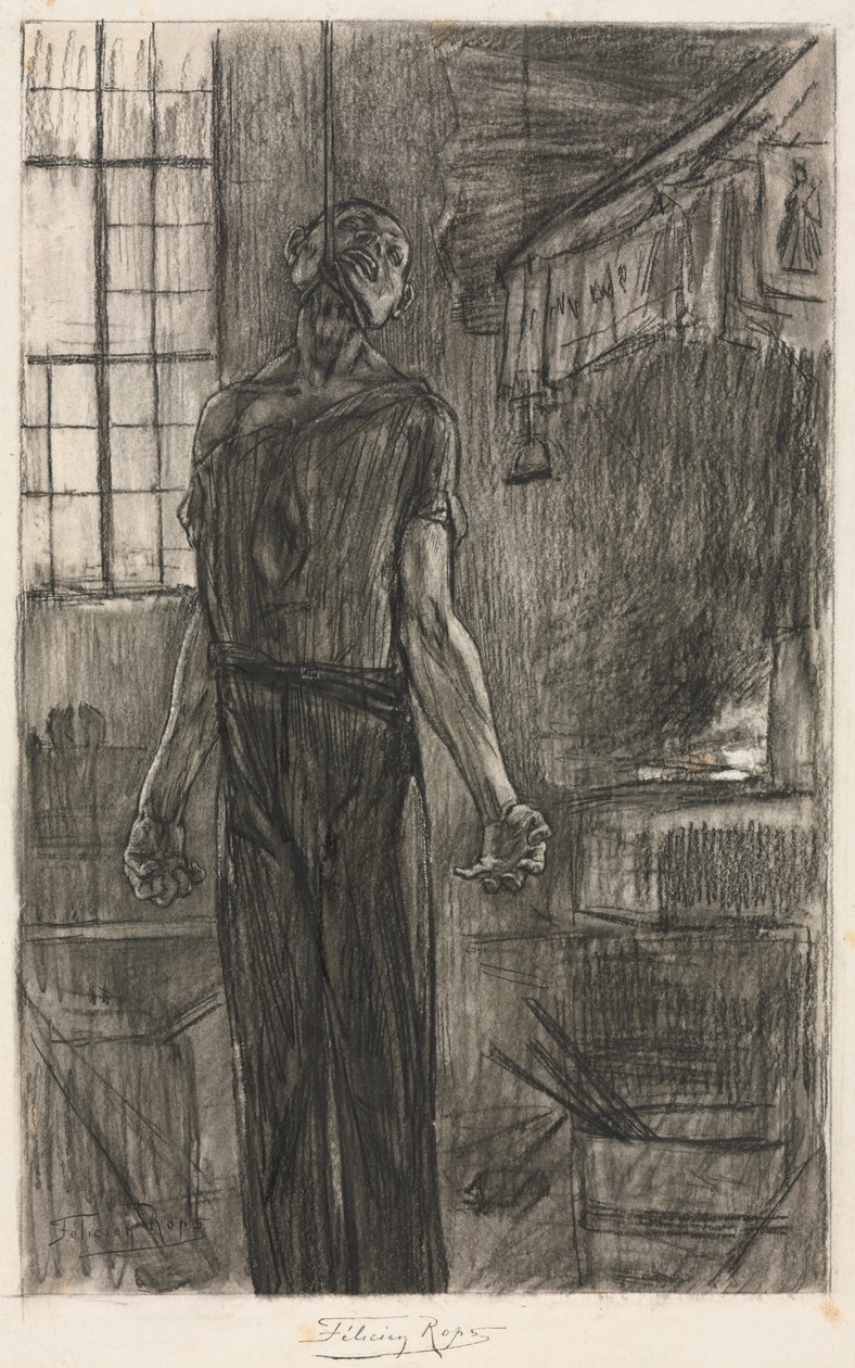 The Hanged Man in the Forge by Félicien Rops