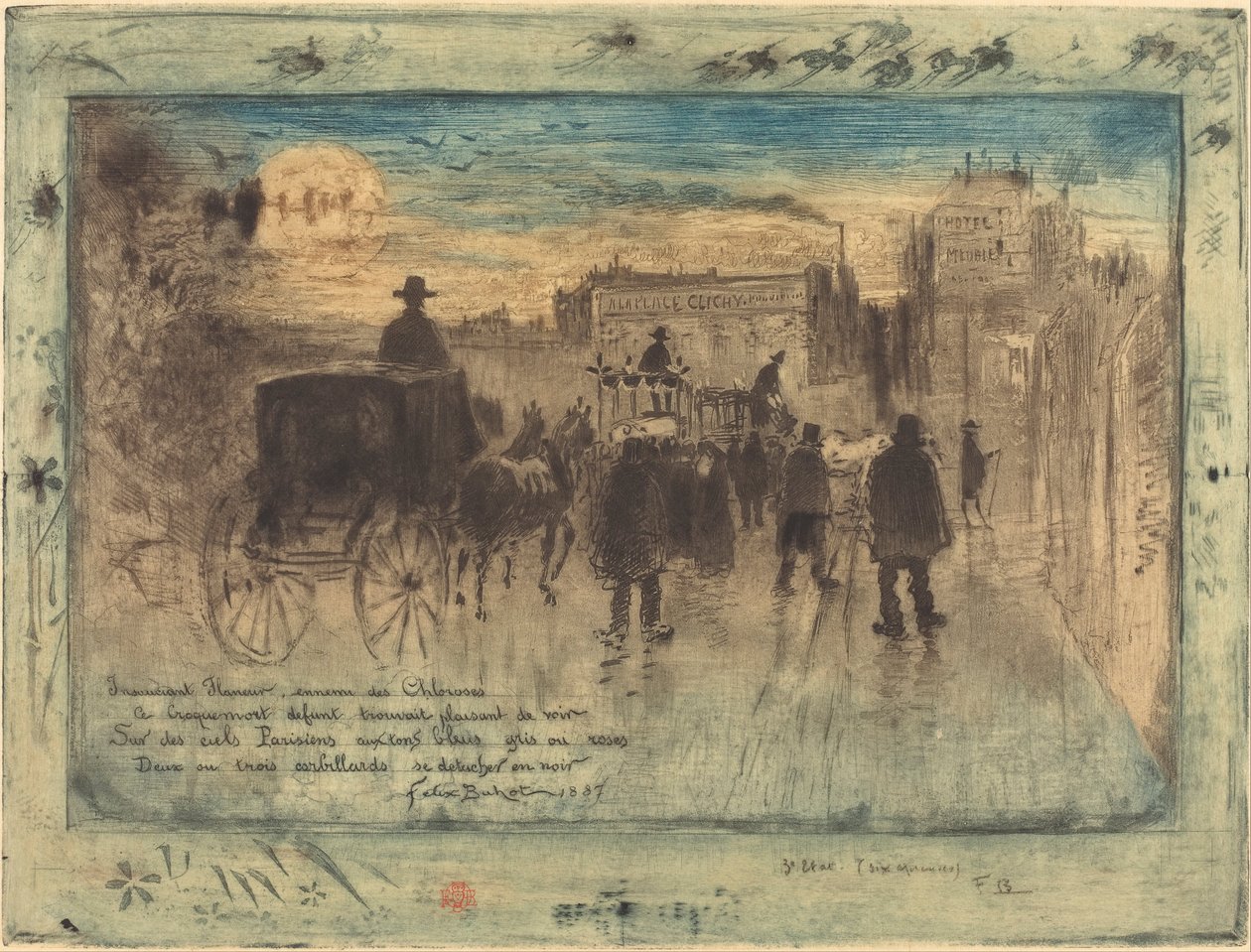 Funeral Procession on the Boulevard de Clichy by Felix Hilaire Buhot