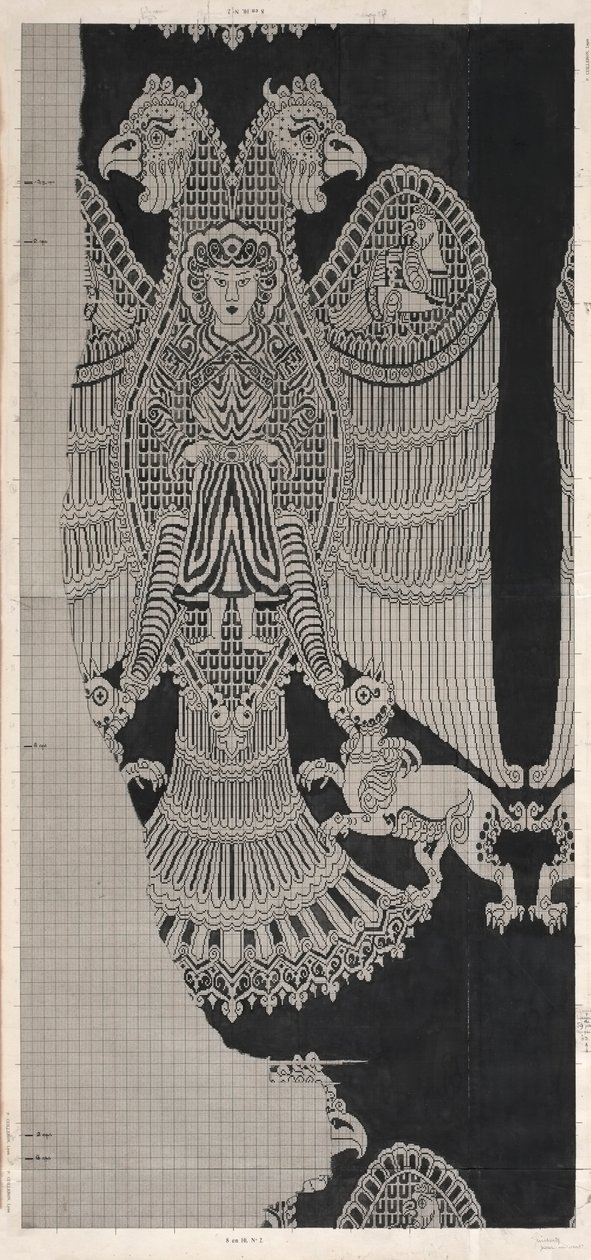 Schematic Drawing of Buyid Silk by Félix Guichert