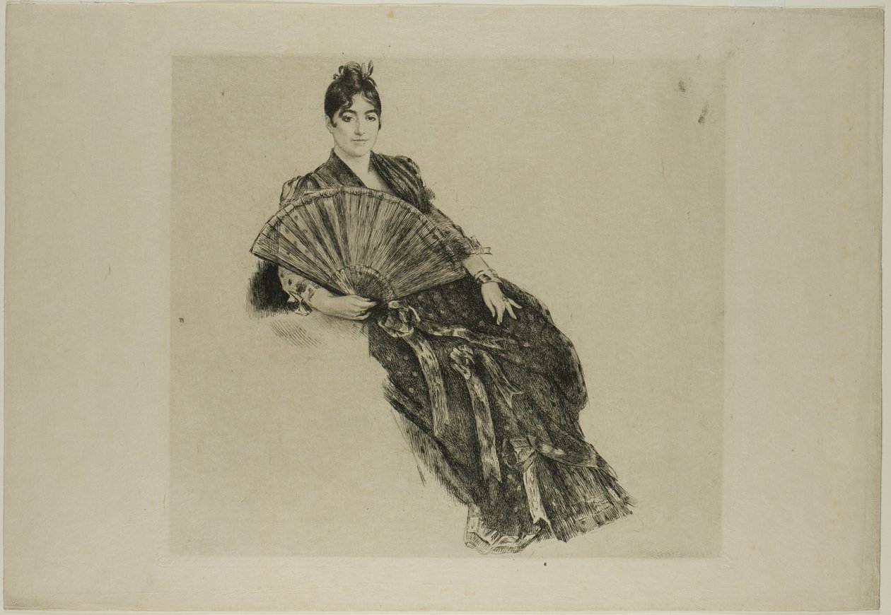 Woman with a Fan by Félix Henri Bracquemond