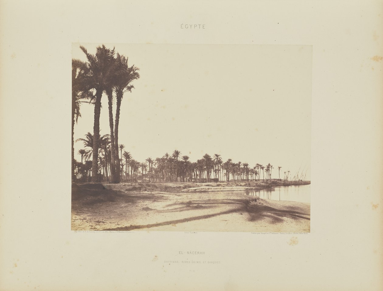 El-Nâcerah. Date Palms, Banks of the Nile and Boats by Félix Teynard