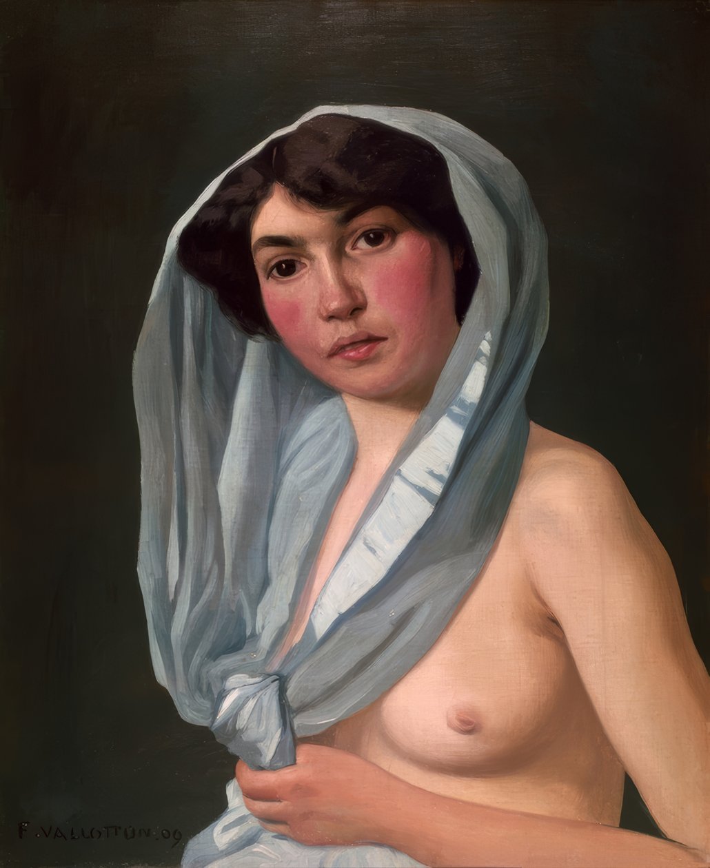 Woman with Blue Scarf by Félix Vallotton